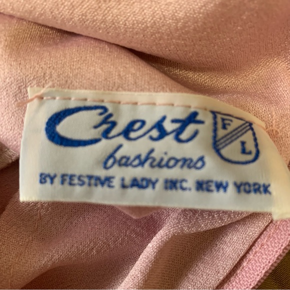 Vintage 60’s Ruched Sleeve Lilac/Pink Blouson Filigree Dress Woman’s Size Large. - Picture 5 of 15